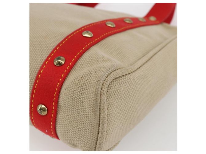 LOUIS VUITTON Antigua Cabas MM Tote Tasche Canvas Beige Rot M40035 LV Auth ka2556 - Ansicht 16