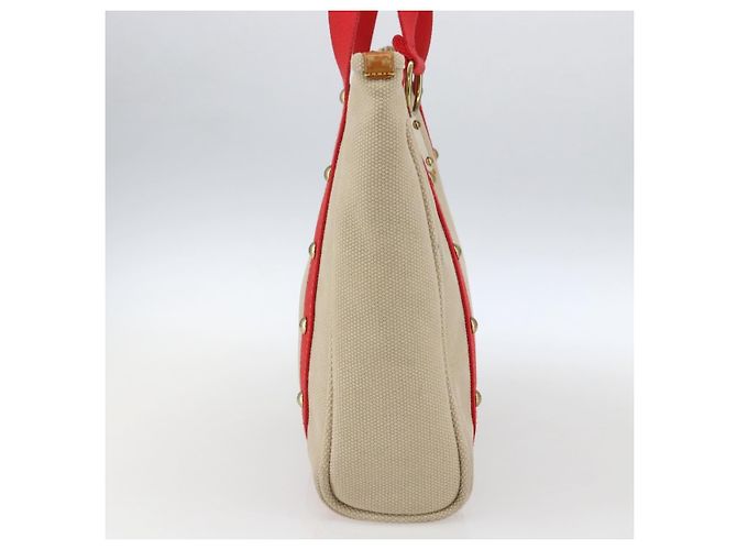 LOUIS VUITTON Antigua Cabas MM Tote Tasche Canvas Beige Rot M40035 LV Auth ka2556 - Ansicht 3