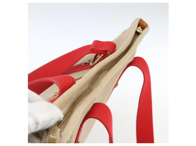 LOUIS VUITTON Antigua Cabas MM Tote Tasche Canvas Beige Rot M40035 LV Auth ka2556 - Ansicht 6