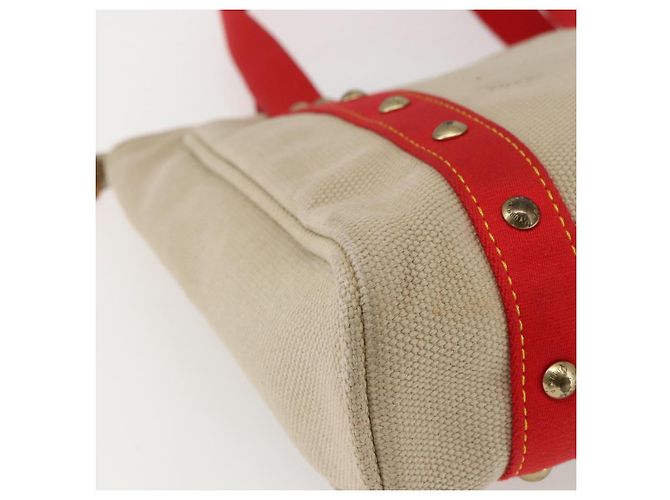 LOUIS VUITTON Antigua Cabas MM Tote Tasche Canvas Beige Rot M40035 LV Auth ka2556 - Ansicht 9