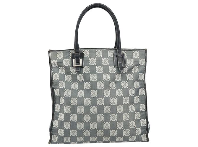 LOEWE Borsa Tote Anagramma Canvas Nera Auth 172243 Nero - vista 13