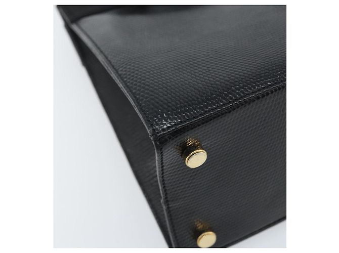 Borsa a mano Vala in pelle nera e oro Salvatore Ferragamo Auth ka2505 Nero D'oro - vista 14