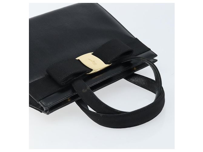 Borsa a mano Vala in pelle nera e oro Salvatore Ferragamo Auth ka2505 Nero D'oro - vista 6