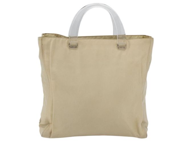 PRADA Borsa a mano in nylon plastico beige trasparente Auth 173565 - vista 13