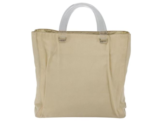 PRADA Borsa a mano in nylon plastico beige trasparente Auth 173565 - vista 2