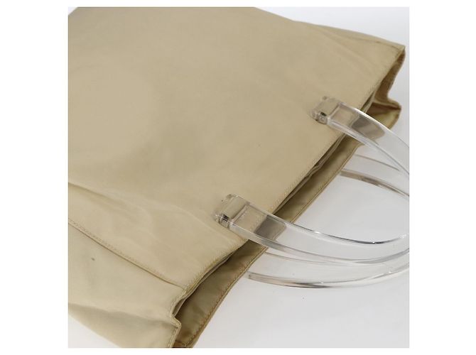 PRADA Borsa a mano in nylon plastico beige trasparente Auth 173565 - vista 6