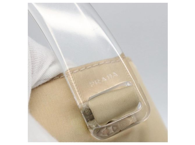PRADA Borsa a mano in nylon plastico beige trasparente Auth 173565 - vista 9