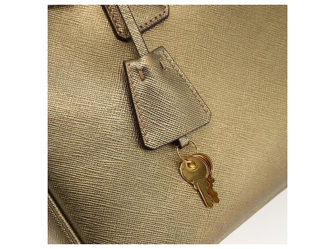 Saffiano Borsa a mano PRADA in pelle Safiano, tono oro, autentica ep13327A - vista 10