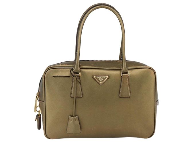 Saffiano Borsa a mano PRADA in pelle Safiano, tono oro, autentica ep13327A - vista 13