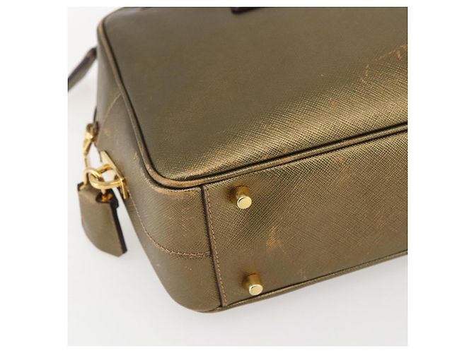 Saffiano Borsa a mano PRADA in pelle Safiano, tono oro, autentica ep13327A - vista 14