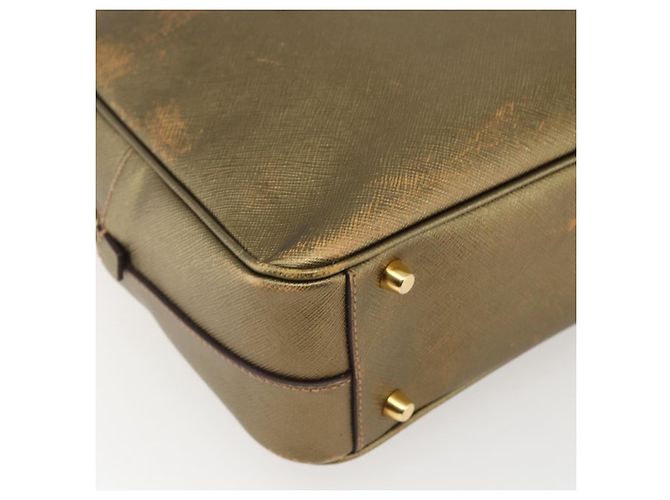 Saffiano Borsa a mano PRADA in pelle Safiano, tono oro, autentica ep13327A - vista 16