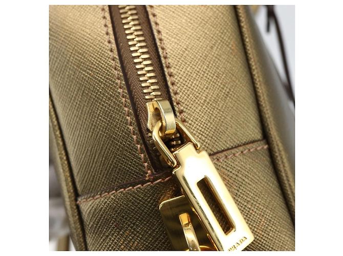 Saffiano Borsa a mano PRADA in pelle Safiano, tono oro, autentica ep13327A - vista 17