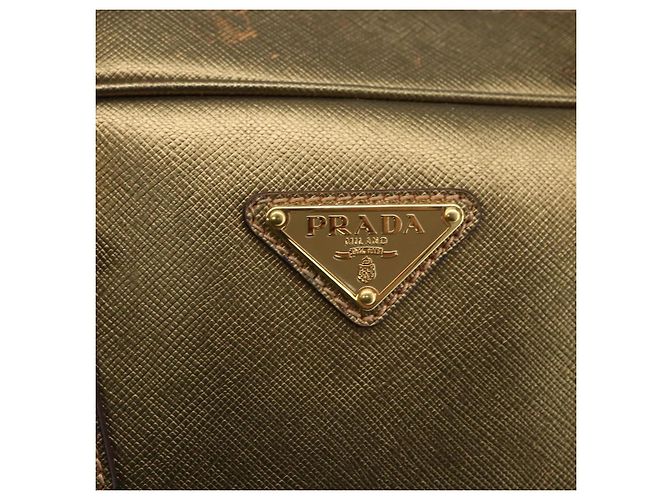 Saffiano Borsa a mano PRADA in pelle Safiano, tono oro, autentica ep13327A - vista 19