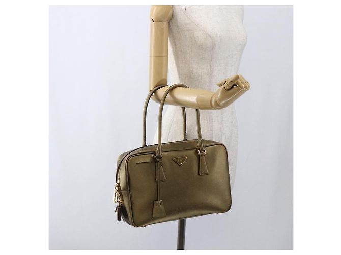 Saffiano Borsa a mano PRADA in pelle Safiano, tono oro, autentica ep13327A - vista 25