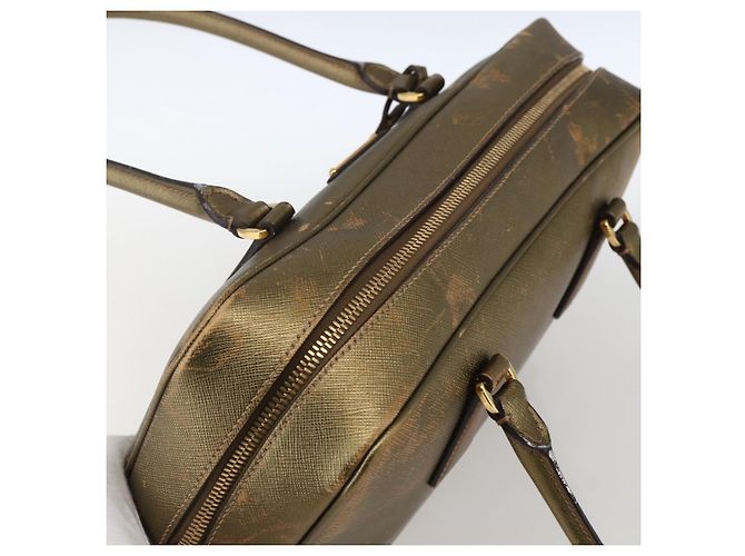 Saffiano Borsa a mano PRADA in pelle Safiano, tono oro, autentica ep13327A - vista 6