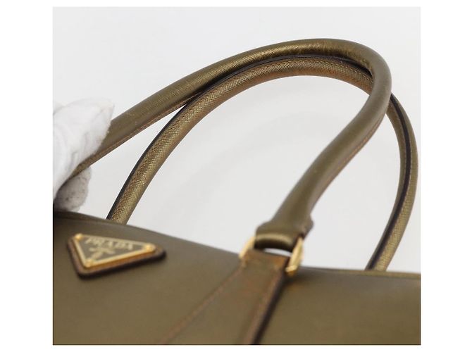 Saffiano Borsa a mano PRADA in pelle Safiano, tono oro, autentica ep13327A - vista 8