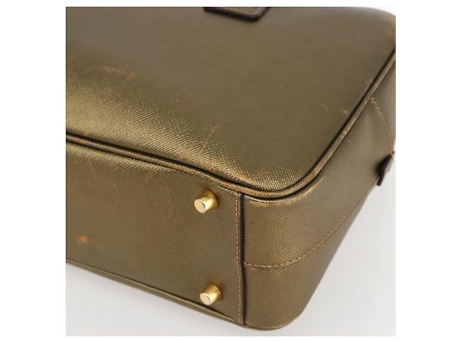 Saffiano Borsa a mano PRADA in pelle Safiano, tono oro, autentica ep13327A - vista 9