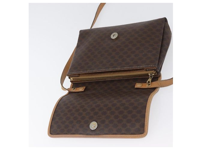 Céline Borsa a Spalla in Tela Macadam CELINE in Pelle PVC Marrone Oro Auth bs33452 D'oro - vista 10