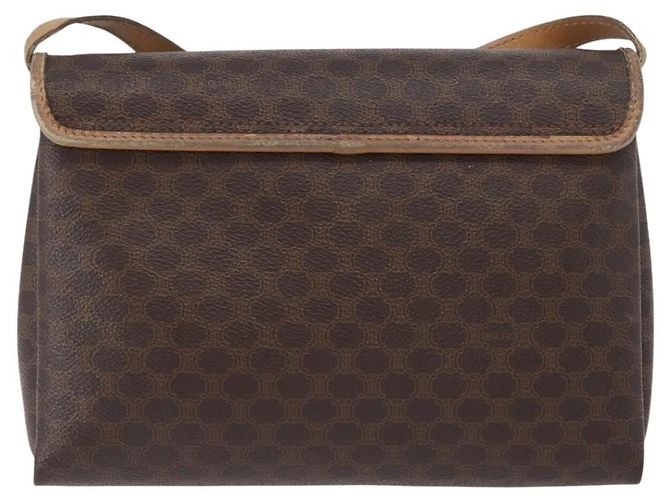 Céline Borsa a Spalla in Tela Macadam CELINE in Pelle PVC Marrone Oro Auth bs33452 D'oro - vista 2