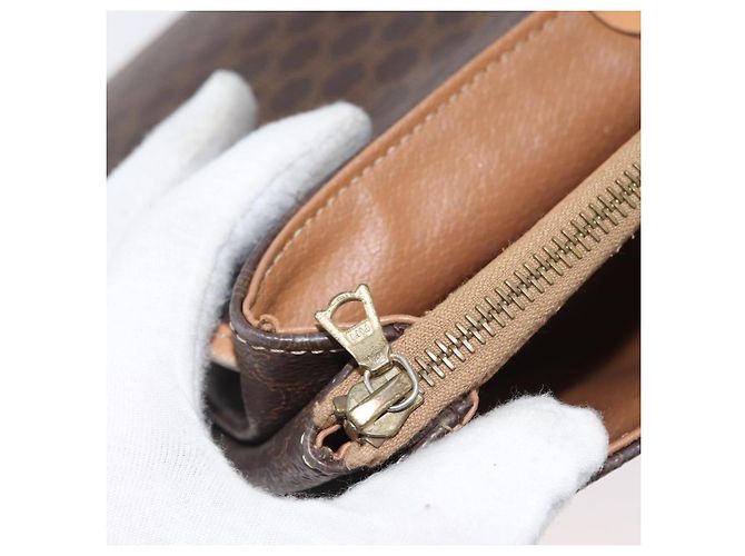 Céline Borsa a Spalla in Tela Macadam CELINE in Pelle PVC Marrone Oro Auth bs33452 D'oro - vista 23