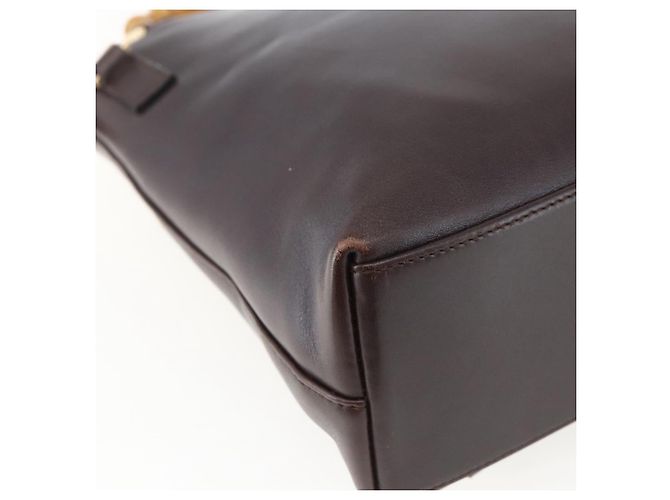 Borsa a mano in pelle Gucci Bamboo marrone scuro oro Auth 173575 D'oro - vista 13