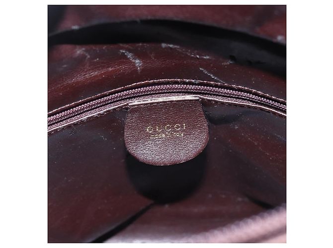 Borsa a mano in pelle Gucci Bamboo marrone scuro oro Auth 173575 D'oro - vista 15