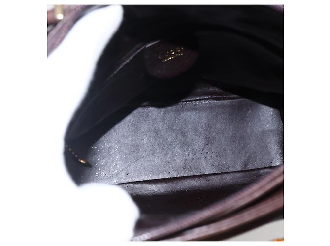 Borsa a mano in pelle Gucci Bamboo marrone scuro oro Auth 173575 D'oro - vista 16