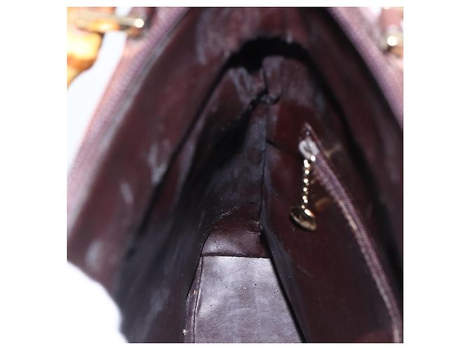 Borsa a mano in pelle Gucci Bamboo marrone scuro oro Auth 173575 D'oro - vista 18