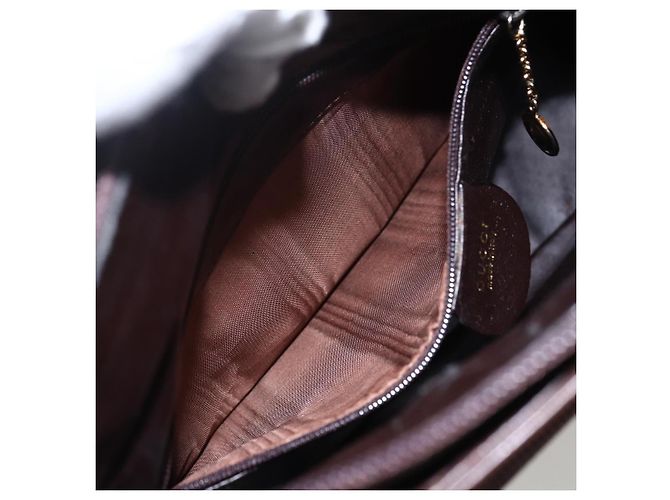 Borsa a mano in pelle Gucci Bamboo marrone scuro oro Auth 173575 D'oro - vista 20