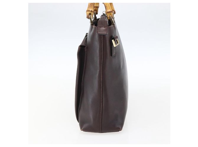 Borsa a mano in pelle Gucci Bamboo marrone scuro oro Auth 173575 D'oro - vista 5