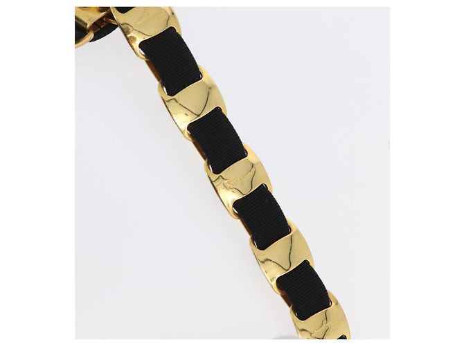 Borsa a spalla Chain Vala in nylon nero e oro Auth ep13450 di Salvatore Ferragamo D'oro - vista 10