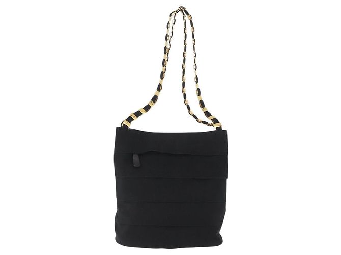 Borsa a spalla Chain Vala in nylon nero e oro Auth ep13450 di Salvatore Ferragamo D'oro - vista 13