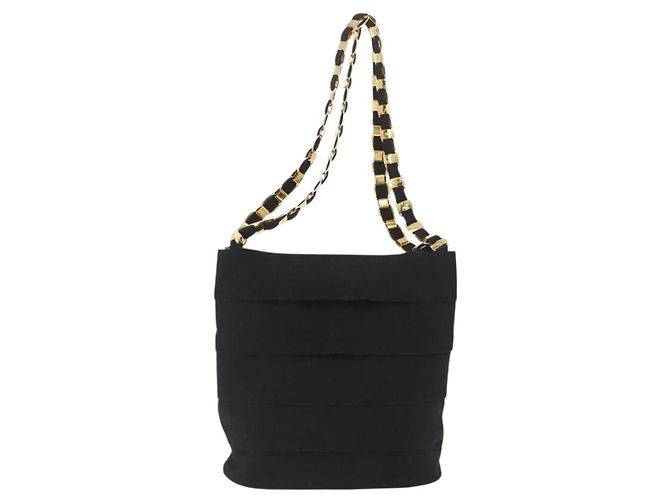 Borsa a spalla Chain Vala in nylon nero e oro Auth ep13450 di Salvatore Ferragamo D'oro - vista 2