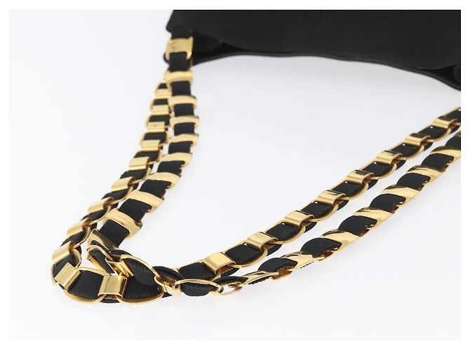 Borsa a spalla Chain Vala in nylon nero e oro Auth ep13450 di Salvatore Ferragamo D'oro - vista 7