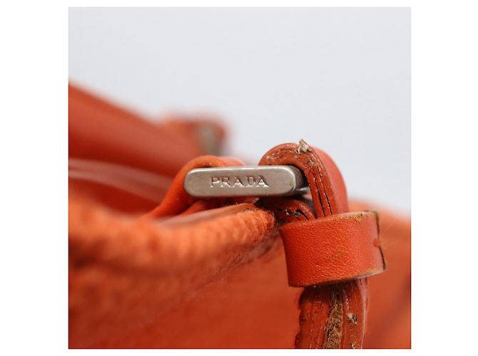 PRADA Bolsa de mão de lã laranja prata Auth am10760 - vista 10