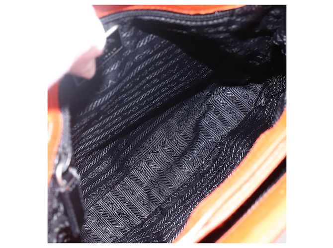 PRADA Bolsa de mão de lã laranja prata Auth am10760 - vista 11
