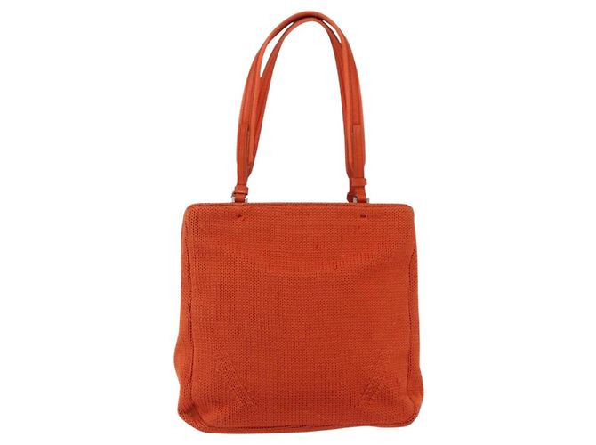 PRADA Bolsa de mão de lã laranja prata Auth am10760 - vista 13