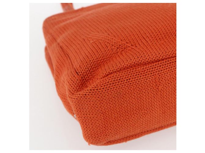PRADA Bolsa de mão de lã laranja prata Auth am10760 - vista 14