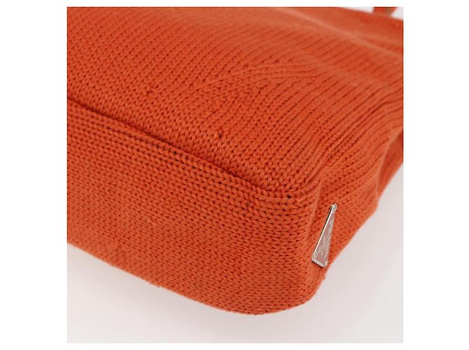 PRADA Bolsa de mão de lã laranja prata Auth am10760 - vista 15