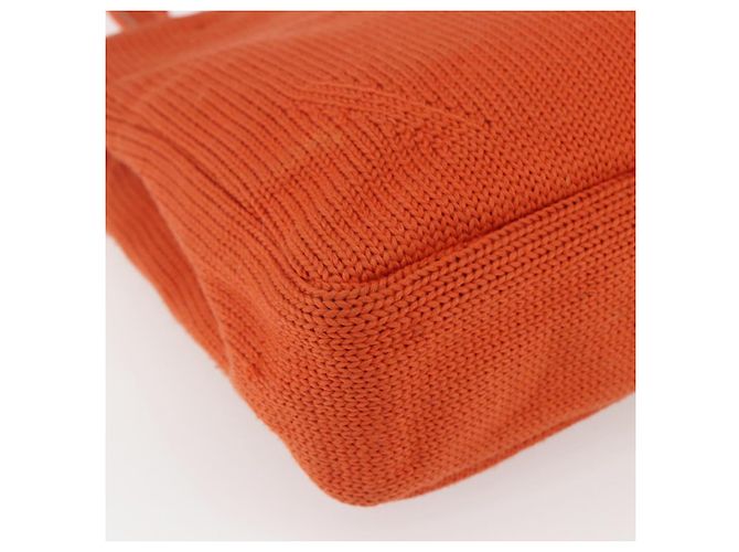 PRADA Bolsa de mão de lã laranja prata Auth am10760 - vista 16