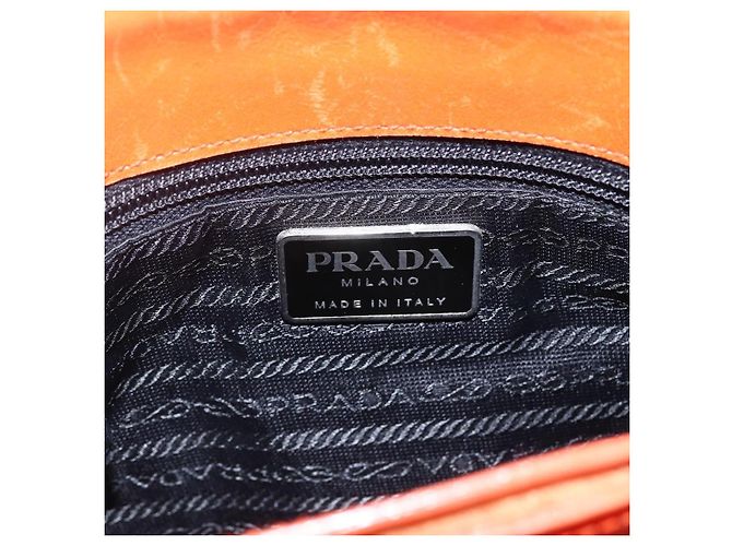 PRADA Bolsa de mão de lã laranja prata Auth am10760 - vista 18