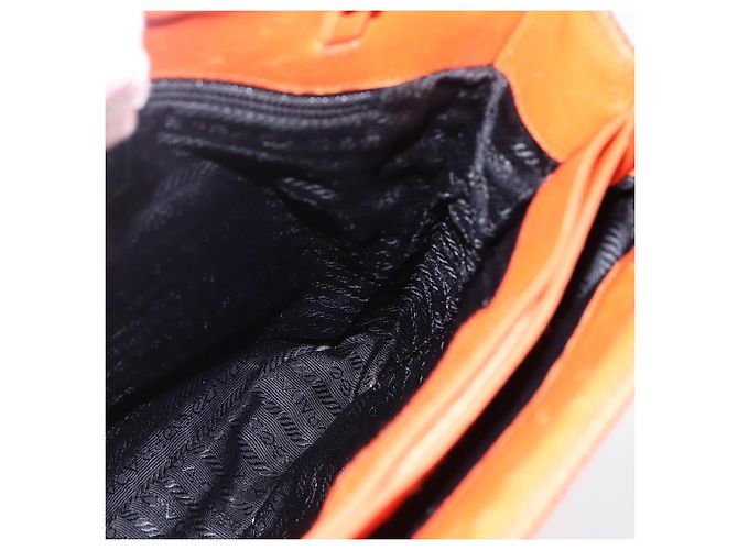 PRADA Bolsa de mão de lã laranja prata Auth am10760 - vista 19