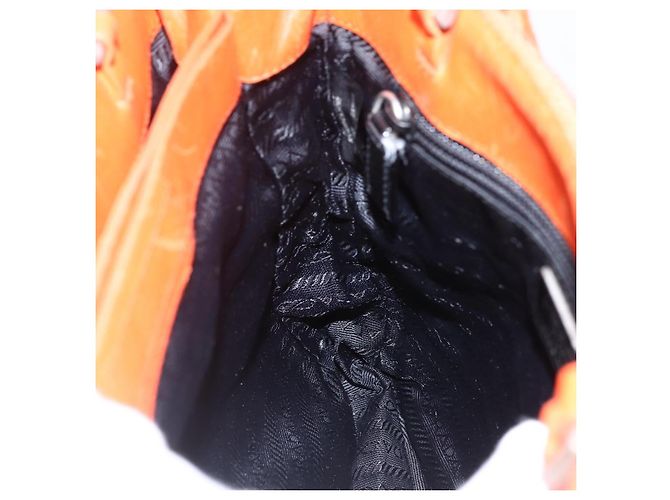 PRADA Bolsa de mão de lã laranja prata Auth am10760 - vista 20