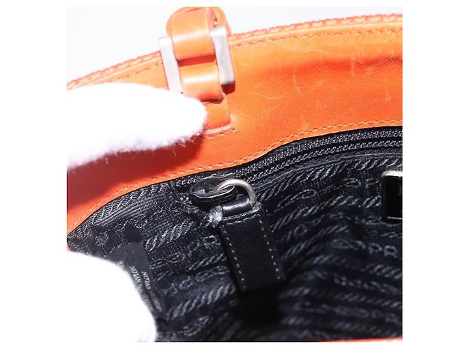 PRADA Bolsa de mão de lã laranja prata Auth am10760 - vista 21