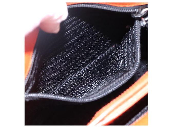 PRADA Bolsa de mão de lã laranja prata Auth am10760 - vista 22