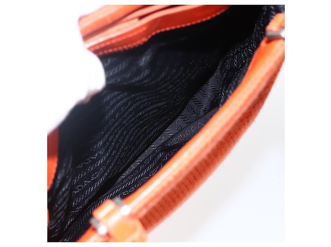 PRADA Bolsa de mão de lã laranja prata Auth am10760 - vista 24