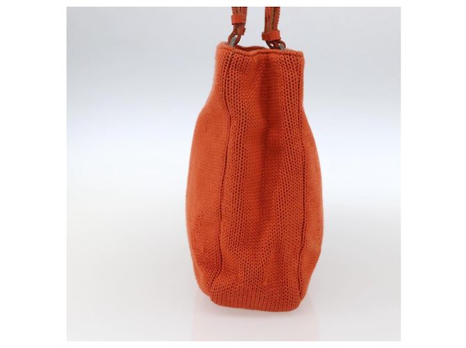 PRADA Bolsa de mão de lã laranja prata Auth am10760 - vista 4
