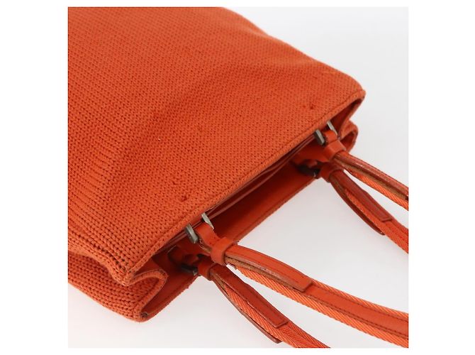 PRADA Bolsa de mão de lã laranja prata Auth am10760 - vista 6
