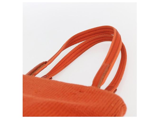 PRADA Bolsa de mão de lã laranja prata Auth am10760 - vista 8