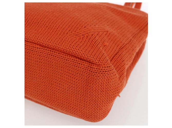 PRADA Bolsa de mão de lã laranja prata Auth am10760 - vista 9